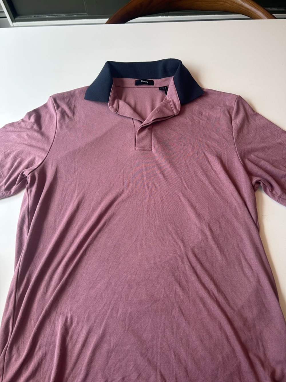 Theory Men's Dusty Rose Polo with Black Contrast Collar